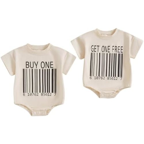Eadrioss Baby Boy Girl Summer Clothes Unisex Twins Funny Letter Print Romper Sweatshirt One Piece Bodysuit Twins Baby Gifts