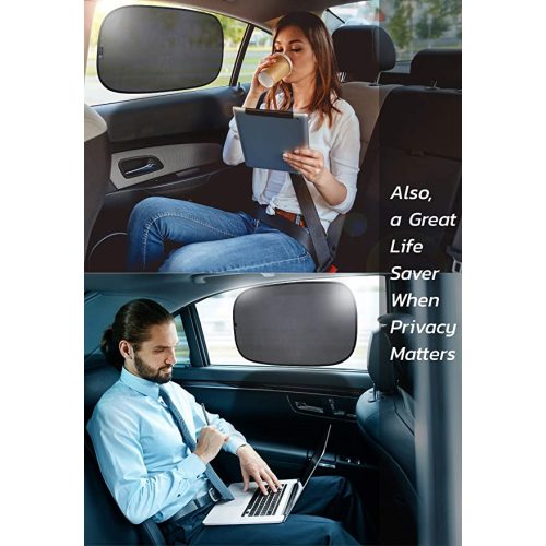 Car Window Shade XL (4-Pack) - Extra Protective UPF 50+ Protection Sun Shade for Car Window - Car Window Shades for Baby and Kids - Blocks Over 99% of Harmful UV Rays - Strong Static Cling - 21”x14” - 21 x 14 Inches