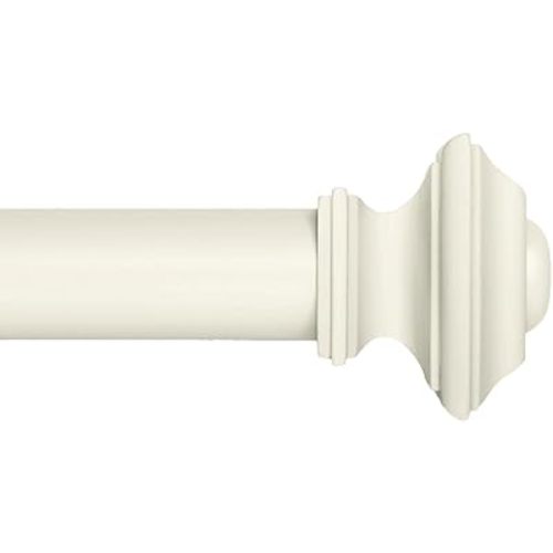 Ivilon Drapery Window Curtain Rod Set - Square Design 1 1/8 Rod. 28 to 48 Inch. Ivory/White