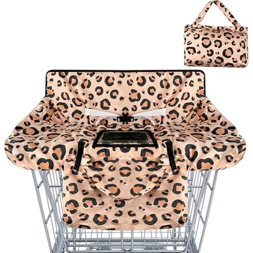 2-in-1 Shopping Cart Cover for Babies Soft Padded Grocery Cart Cover for Baby Boy Girl - Yellow Leopard Texture Pattern, Soft Padded, Safety Harness - Protect and Comfort Your Baby While Shopping