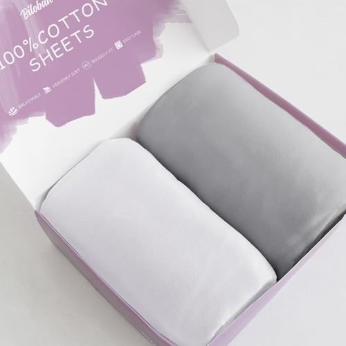 Bassinet Sheets Fit for Dream On Me Lacy, Delta Children Curve, Regalo Baby Basics™ Infant, Fisher Price, Simmons Kids(for Twins) and Safety 1st Bassinet,100% Cotton Sheet, 2 Pack, White and Gray