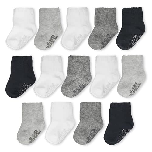 Fruit of the Loom Baby 14-Pack Grow & Fit Flex Zones Cotton Stretch Socks - Unisex, Girls, Boys