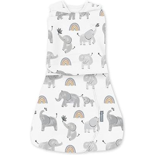 SwaddleMe by Ingenuity Arms Free Convertible Swaddle, 1-Pack, Fits Babies 3-6 Months - Happy Elephant