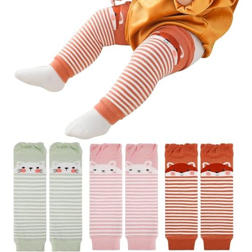 XEPST Pack of 3 Toddler Baby Leg Warmers, Cute Animal Pattern Unisex Long Legwarmers Knee Socks Baby Knee Protector Leg Sleeves Leggings for Baby Kids Toddlers Girls 0-3 Years, One Size