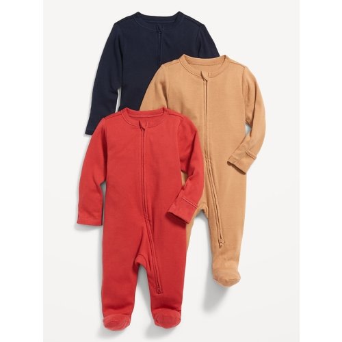 Unisex 3-Pack Sleep & Play 2-Way-Zip Footed One-Piece for Baby