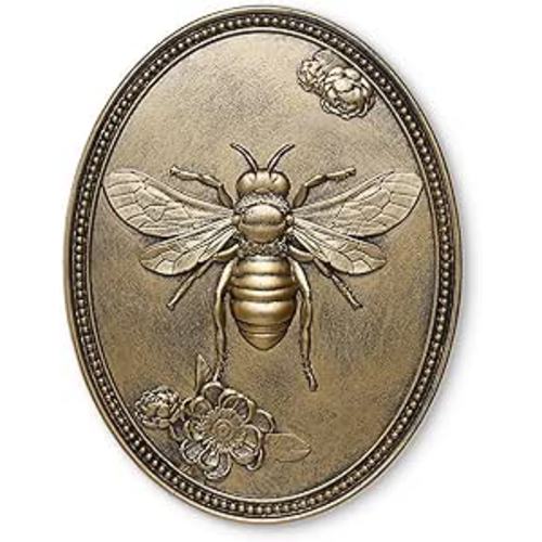 Newinhome Vintage Bee Wall Sculpture, Antique Wall Decor, Hanging Decoration with Embossed Bee Design, Vintage Decoration for Living Room, Bedroom and Hallway, Housewarming Gift