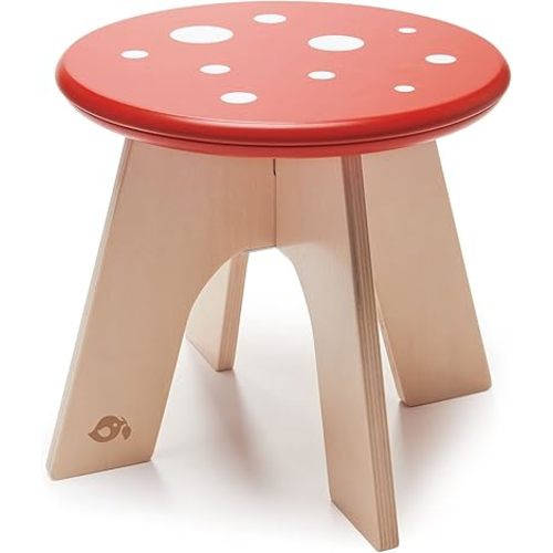Tender Leaf Toys - Toadstool - Adorable Colorful Solid Wood Stool for Kids Age 3+