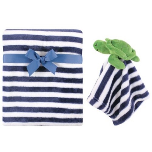 Hudson Baby Infant Boy Plush Blanket with Security Blanket, Sea Turtle, One Size