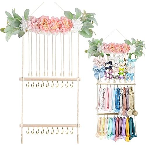 POVETIRE Headband Holder Hair Bows Organizer for Girls, Hair Accessories Display Storage Wall Hanging Decor for Baby Nursery Toddler Girls Room