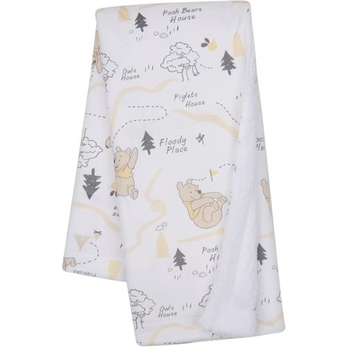 Lambs & Ivy Disney Baby Pooh and The Hundred Acre Woods White Baby Blanket