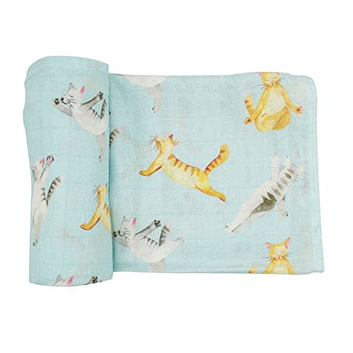 immispace - Ultra Soft Swaddle Blanket | Muslin Blankets for Girls & Boys | Newborns & Infants Gifts | 30% Organic Cotton + 70% Rayon | Large 47" x 47" | Machine Washable (Yoga Cat)