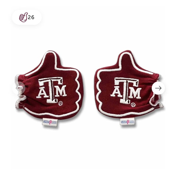 Texas A&M Gig 'Em Maroon Newborn Baby Mittens