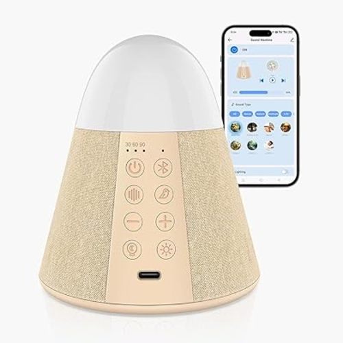 Vanzon Baby Sound Machine, Smart App Control White Noise Machine with 54 Soothing Sounds & 15 RGB Night Light Modes and Auto-Off Timer, Suitable for Adults & Kids Sleeping