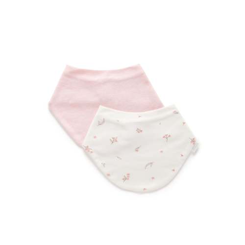 Pink Blossom 2 Pack Dribble Bib - Baby Accessories - Purebaby - Purebaby