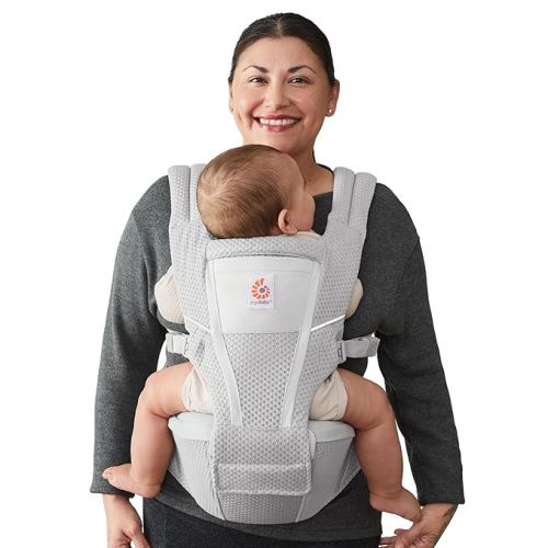 Ergobaby Alta Hip Seat Baby Carrier for Babies and Toddlers 4-48 Months (12-45 lbs) - 3-Position Convertible Ergonomic Baby Carrier with Storage Pocket, Sun Hood, Hip-Healthy Positioning - Pearl Grey