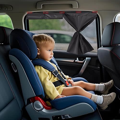 ZATOOTO Car Window Shades, 2 Pack Double Layer Car Sun Shade for Side Window Baby Sun Shade Full Shade & Half Shade & Full See-through 3 Option, Blackout Car Window Cover for Privacy Block UV Ray Heat