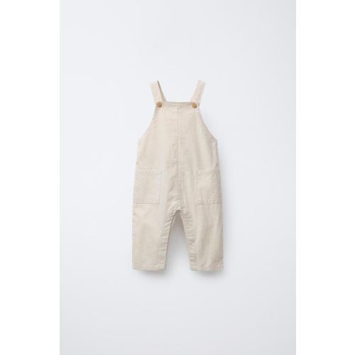 LONG LINEN BLEND OVERALLS - Light beige | ZARA United States