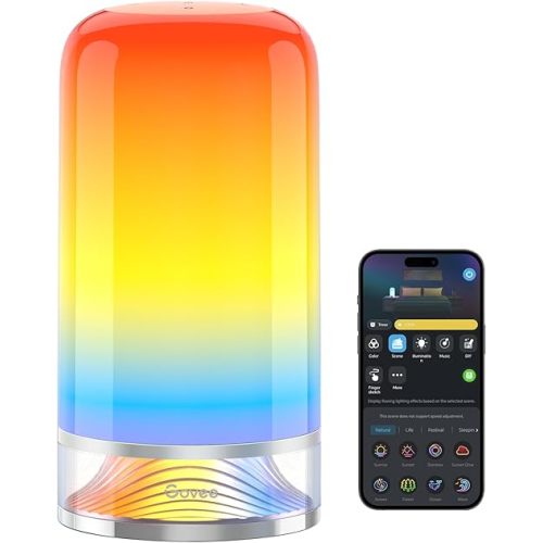 Govee RGBIC Smart Table Lamp 2, Touch Bedside Small Table Lamp Work with Matter, Alexa, LED Desk Lamp with 64 Scene Modes, Color Changing Lamp for Bedroom Living Room Dimmable Night Light(Corded)