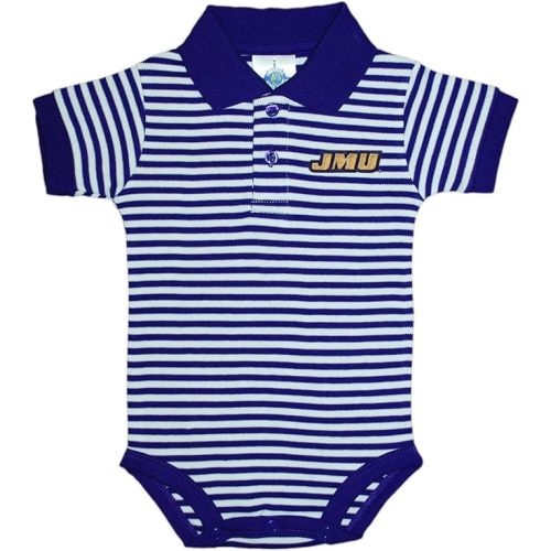 James Madison JMU Dukes Newborn Infant Baby Striped Polo Bodysuit - 0-3 Months