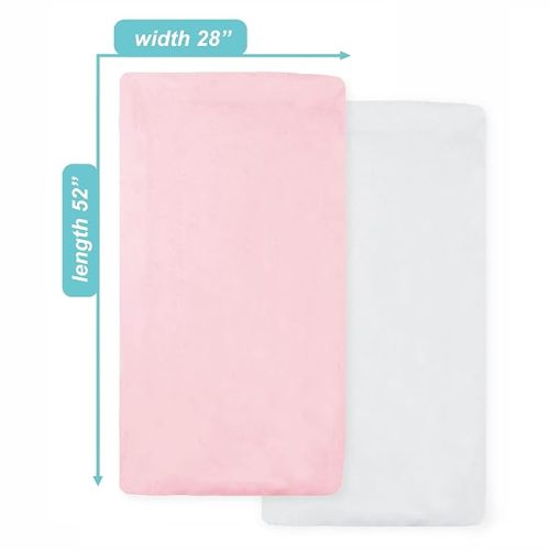 American Baby Company 2 Pack 100% Natural Cotton Fitted Crib Sheets 52" x 28" - Soft, Breathable, Hypoallergenic & Gentle Toddler Bed Sheets, Pink and White, Neutral for Boys & Girls