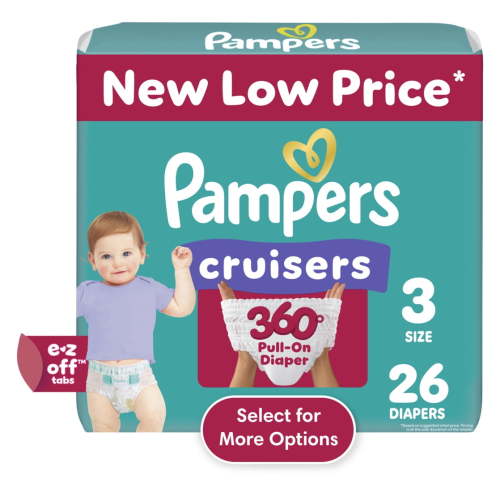 Pampers Cruisers 360 Baby Diapers Size 3, 26 Count (Select for More Options)