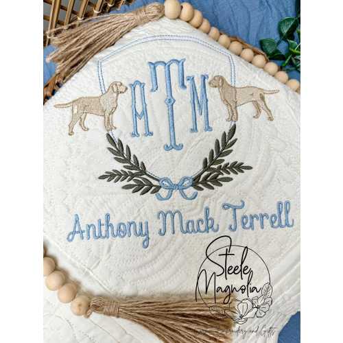 Labrador Retriever Dog Baby Boy Blanket Nursery Decor Personalized Baby Heirloom Quilt Custom Name Baby Blanket for Baby Shower Gift New Mom