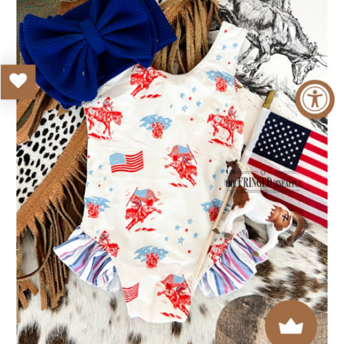American Cowboy Leg Ruffle Swimsuit(Minis)