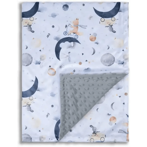 Baby Blankets for Unisex Boys Girls, Super Soft Nursery Minky Blankets, 30 x 40 inch Outer Space Printed Bed Throws Newborn (Planet Fox)
