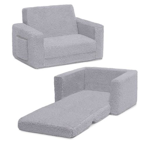 Delta Children Kids' Cozee Flip-Out Faux Shearling 2-in-1 Convertible Chair