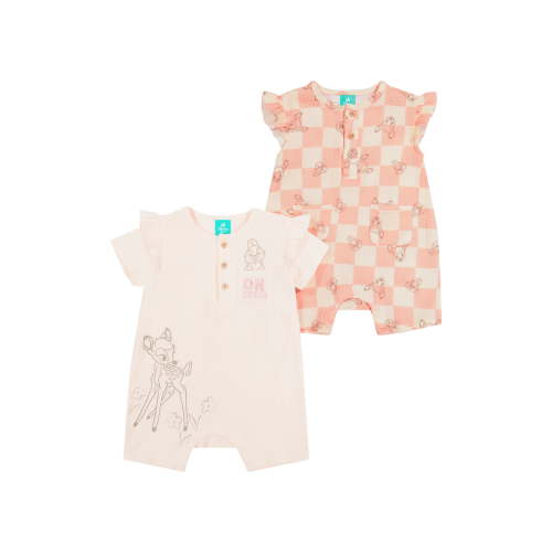 Bambi Baby Girl 2 Pack Rompers, Sizes 0/3 Months-24 Months