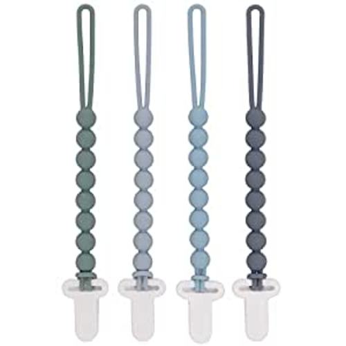 Amazon.com : 4-Pack Silicone Pacifier Clips with One-Piece Beads for Baby Boys and Girls - Flexible and Rust-Free Holders for Teething Relief and Baby Essentials, Safe for Newborns (Grey) : Baby