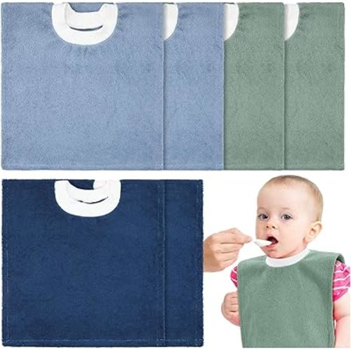 Foaincore 6 Pcs Pullover Baby Bibs Cotton Terry Toddler Absorbent Infant for Feeding and Drooling Towel Bib (Elegant Color)