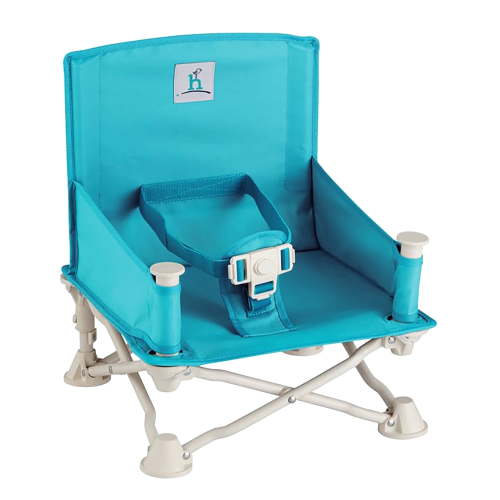 Hiccapop OmniBoost Travel Booster Chair with Tray, Folding Portable Booster Seat for Dining Table, Camping, Beach, Grandma’s, Tip-Free Design, Blue