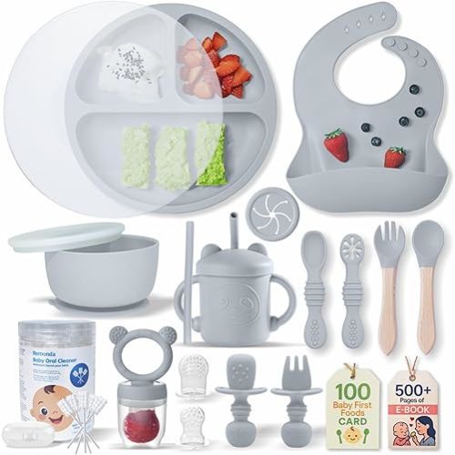 Silicone Baby Feeding Set (23 Piece) - Grey