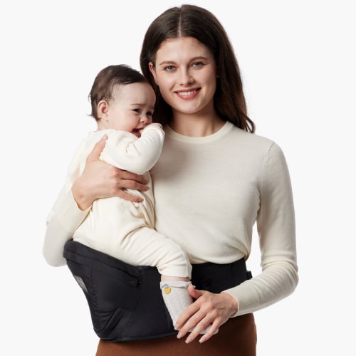 Momcozy Baby Hip Seat Carrier with Adjustable Waistband 3D Belly Protector EVA Massage Board M Size