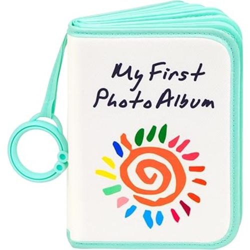 Baby's My First Family Album Holds 21 4x6 Photos, Baby Sun Photo Album Soft Cloth Family Book,My First Photo Book for Baby or Toddlers,Cute Book Gift for Babies Shower Newborns Family Photos (Green)
