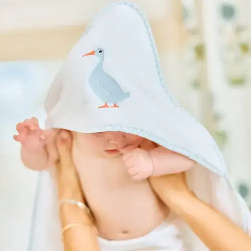 Baby Hooded Towel in "goose"