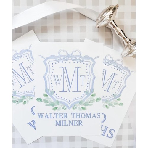 Watercolor milestone Baby Boy Cards | Crest Milestone Cards | Grandmilenial Baby | Preppy Boy Milestone Cards