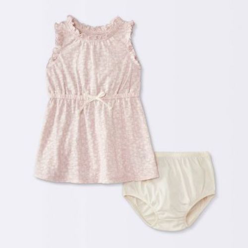 Baby Girls' Floral Printed Dress - Cloud Island™ Cream 24M