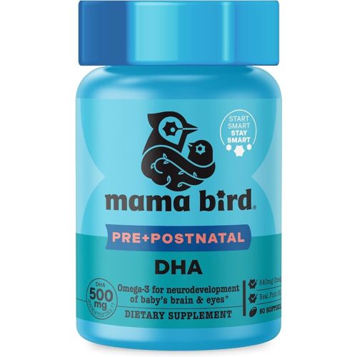 Best Nest Wellness Mama Bird Prenatal DHA - Health Supplement with Omega-3 DHA & EPA - Fish Oil Supplement for Pregnant Women - Supports Fetal Brain & Eye Development - 60 Softgels