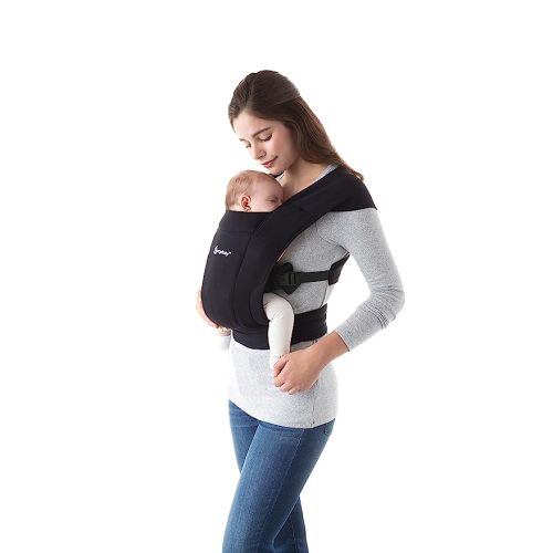 Ergobaby Embrace Cozy Newborn Baby Wrap Carrier (7-25 Pounds), Ponte Knit, Pure Black