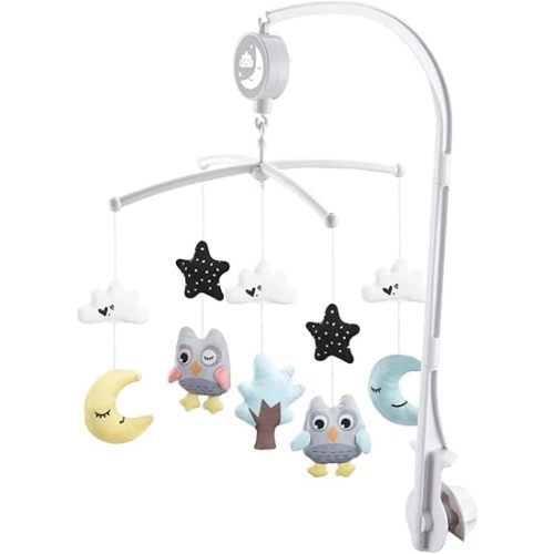 Owl Wind Chime, Moon Wind Chime, Wind Chime Large, Mobile for Crib, Musical Crib Mobile for Baby, Crib Mobile, Soothing Music, Plush Pendants, Auditory Development, Toys4fun