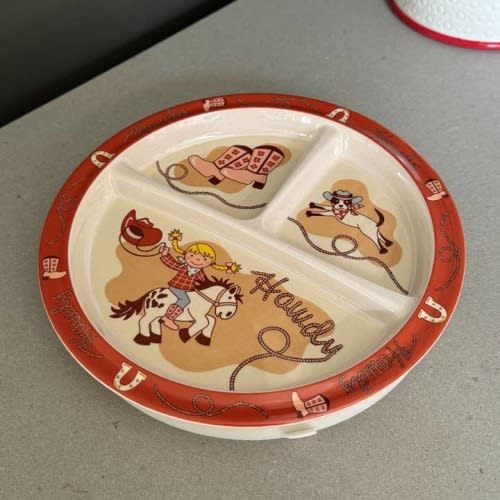 Divided Suction Plate - Howdy Cowgirl – 4 Kids Only