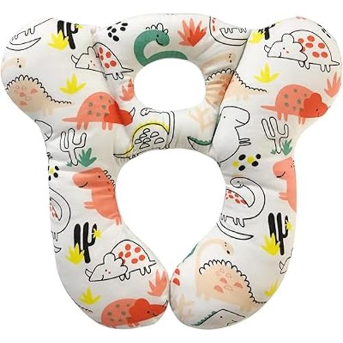 Baby Travel Pillow,Soft and Skin Friendly Kids Cushion for Car Seat - Newborn Pillow for Pushchair,Car Seat,Travel (Red Dinosaur)