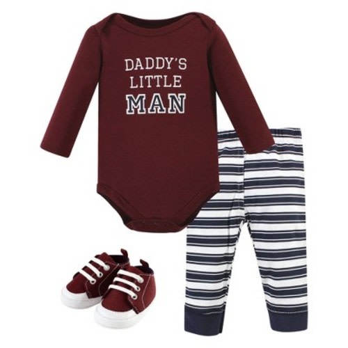 Hudson Baby Infant Boy Cotton Bodysuit, Pant and Shoe Set, Boy Daddy Long Sleeve, Size: 6-9 months