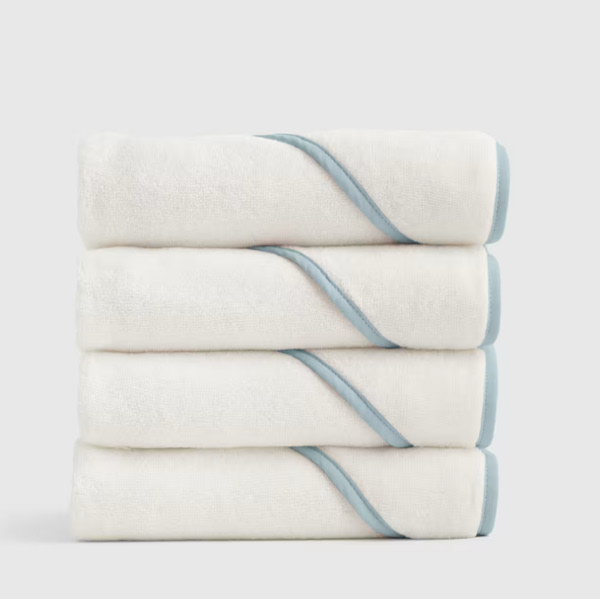Organic Turkish Cotton Baby Hooded Towel Set 4-Pack in Light Blue