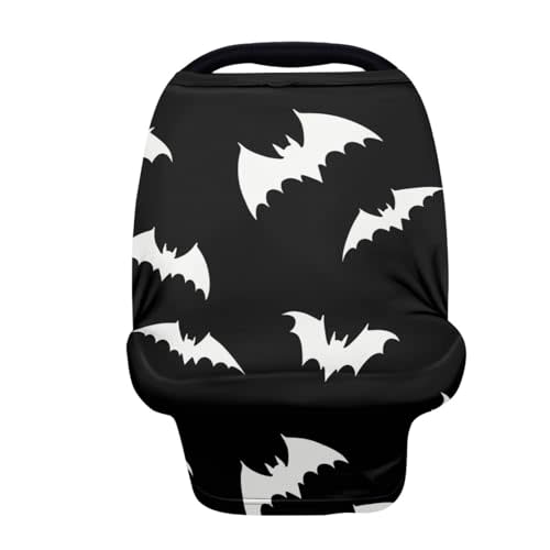 Belidome Halloween Bat Car Seat Covers for Baby Stroller Canopy Stretch Scarf, Black