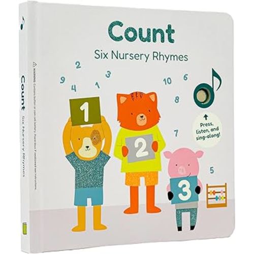 Calis Books Count - Nursery Rhymes Music Book for Toddlers 1-3, Interactive books for 1+ year old with 6 Animal Songs - Educational Toddler Books Ages 1-3