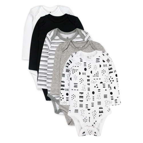 Honest Baby Clothing Organic Cotton Baby Long Sleeve Bodysuits, 5-Pack, Sizes Newborn-24 Months