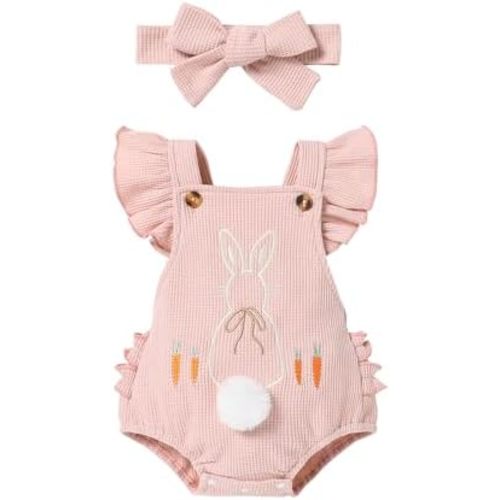 MINKIDFASHION Baby Girls Infant Kids Rabbit Style Easter One-piece Newborn Romper with Headband